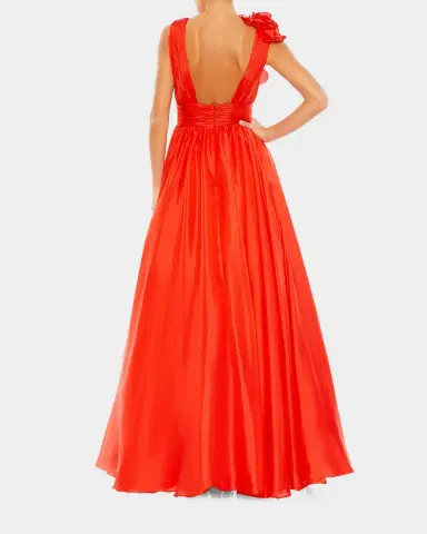 Mac Duggal Ruffle Deep V-Neck Chiffon Gown | Thumbnail 4 Mac Duggal Ruffle Deep V-Neck Chiffon Gown | Thumbnail 4