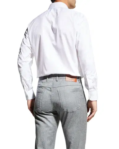 Charvet Men's Basic Solid Point-Collar Dress Shirt with French Cuffs | Thumbnail 3 Charvet Men's Basic Solid Point-Collar Dress Shirt with French Cuffs | Thumbnail 3