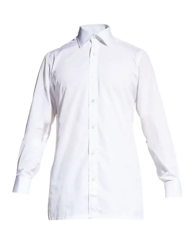 Charvet Men 's Basic Solid Point-Collar Dress Shirt with French Cuffs