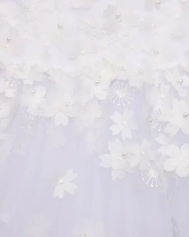 White Label by Zoe Girl's Lauren 3D Flower Embellished Tulle Dress, Size 2-12 | Thumbnail 3