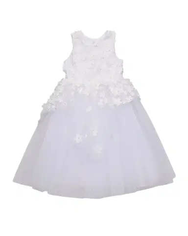 White Label by Zoe Girl's Lauren 3D Flower Embellished Tulle Dress, Size 2-12 | Thumbnail 1