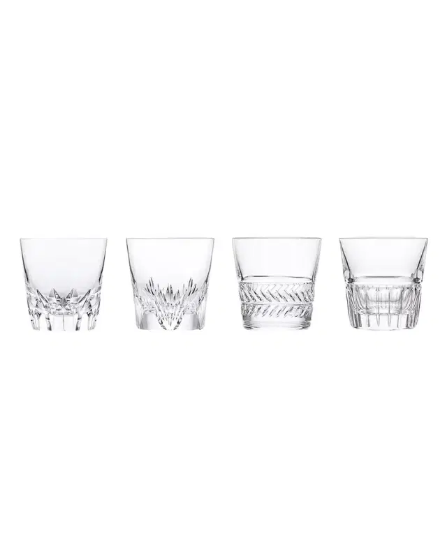 Saint Louis Crystal Versailles King Louis Double Old Fashioned Glasses, Set of 4