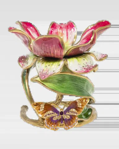 Jay Strongwater Floral 7" Pillar Candle Holder | Thumbnail 2