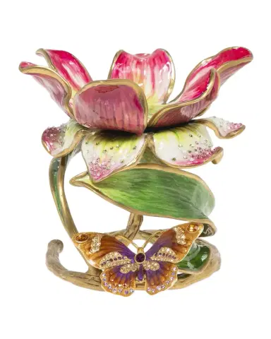 Jay Strongwater Floral 7" Pillar Candle Holder | Thumbnail 1