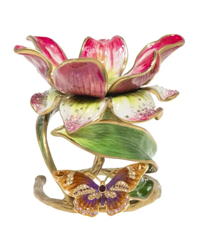 Jay Strongwater Floral 7" Pillar Candle Holder