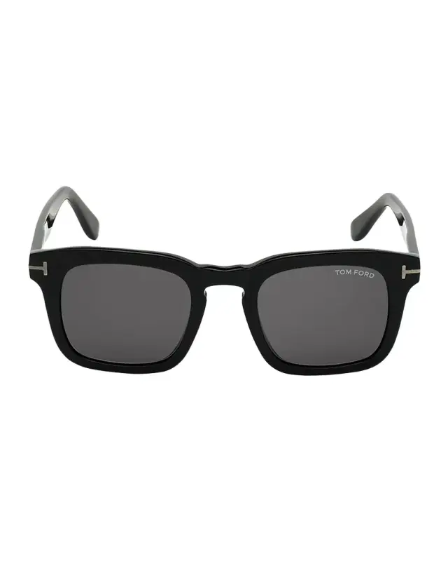TOM FORD Men 's Dax Square Solid Acetate Sunglasses