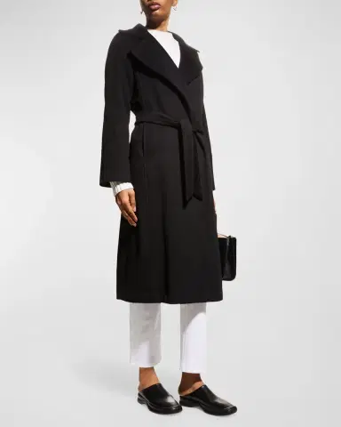 Max Mara Manuela Belted Camel Hair Coat, Black | Thumbnail 2 Max Mara Manuela Belted Camel Hair Coat, Black | Thumbnail 2