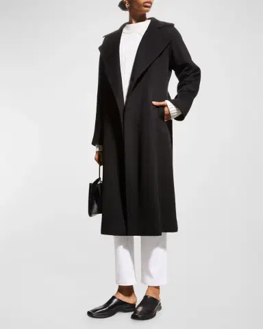 Max Mara Manuela Belted Camel Hair Coat, Black | Thumbnail 3 Max Mara Manuela Belted Camel Hair Coat, Black | Thumbnail 3