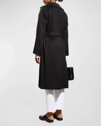 Max Mara Manuela Belted Camel Hair Coat, Black | Thumbnail 4 Max Mara Manuela Belted Camel Hair Coat, Black | Thumbnail 4