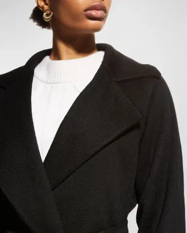 Max Mara Manuela Belted Camel Hair Coat, Black | Thumbnail 5 Max Mara Manuela Belted Camel Hair Coat, Black | Thumbnail 5