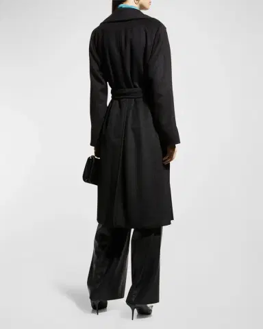 Max Mara Manuela Belted Camel Hair Coat, Black | Thumbnail 6 Max Mara Manuela Belted Camel Hair Coat, Black | Thumbnail 6