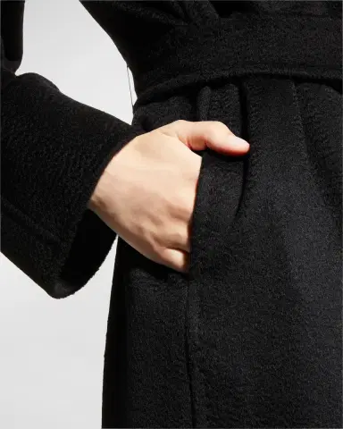 Max Mara Manuela Belted Camel Hair Coat, Black | Thumbnail 7 Max Mara Manuela Belted Camel Hair Coat, Black | Thumbnail 7