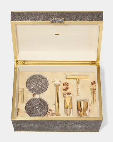 AERIN Classic Faux Shagreen Bar Set | Thumbnail 3