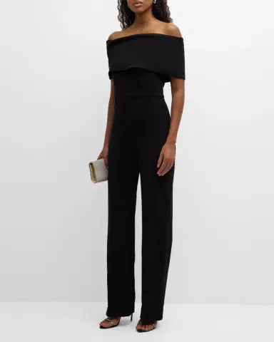 Lela Rose Off-the-Shoulder Crepe Jumpsuit | Thumbnail 2 Lela Rose Off-the-Shoulder Crepe Jumpsuit | Thumbnail 2
