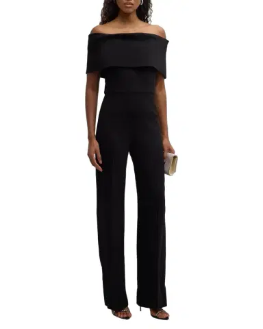 Lela Rose Off-the-Shoulder Crepe Jumpsuit | Thumbnail 1 Lela Rose Off-the-Shoulder Crepe Jumpsuit | Thumbnail 1