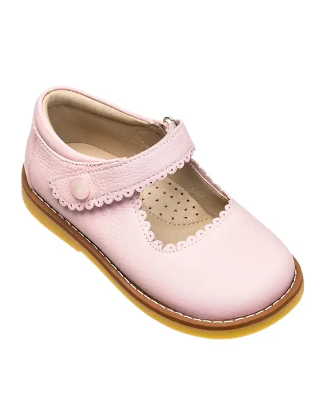 Elephantito Girl 's Scalloped Leather Mary Jane