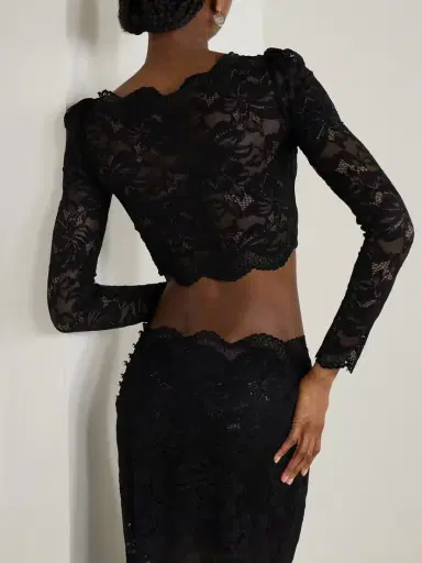 Rabanne Cropped Scalloped Stretch-lace Top | Thumbnail 3