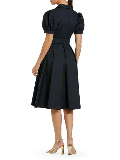 Mac Duggal Women's Cocktail Twill Belted Midi-Dress - Midnight - Size 16 | Thumbnail 2