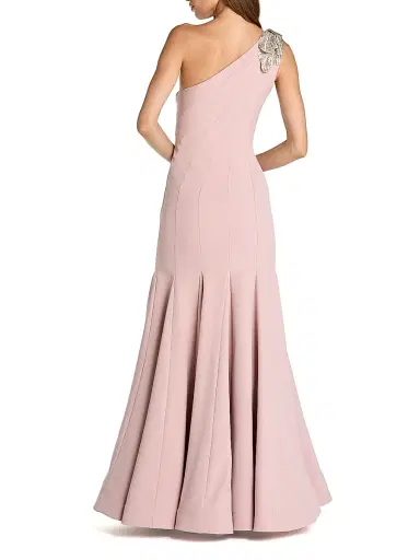 Mac Duggal Women's Seamed Crepe One-Shoulder Gown - Rose - Size 16 | Thumbnail 2