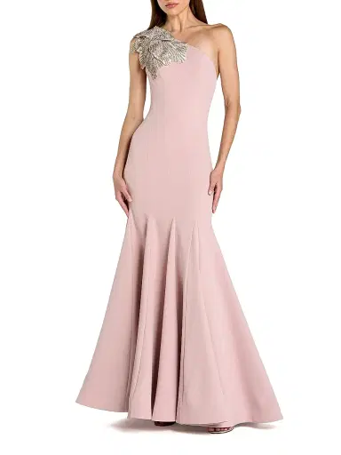 Mac Duggal Women's Seamed Crepe One-Shoulder Gown - Rose - Size 16 | Thumbnail 1