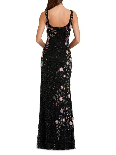 Mac Duggal Women's Evening Embellished Floral Scoopneck Gown - Black Multi - Size 0 | Thumbnail 2