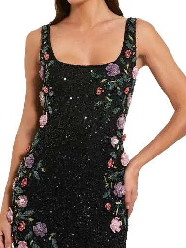 Mac Duggal Women's Evening Embellished Floral Scoopneck Gown - Black Multi - Size 0 | Thumbnail 3