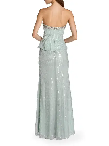 Mac Duggal Women's Sequined Peplum Strapless Gown - Pale Blue - Size 14 | Thumbnail 2 Mac Duggal Women's Sequined Peplum Strapless Gown - Pale Blue - Size 14 | Thumbnail 2