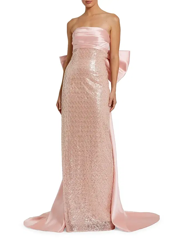 Mac Duggal Women's Embellished Bow Strapless Gown - Blush