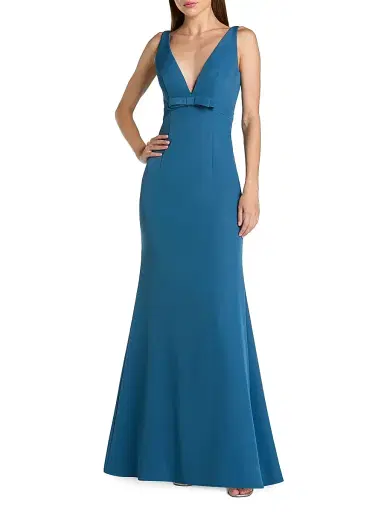 Mac Duggal Women's Bow Crepe Sleeveless Mermaid Gown | Thumbnail 1