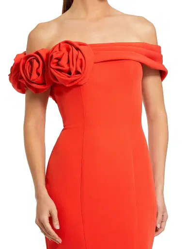 Mac Duggal Women's Ieena One Satin Off-The-Shoulder Gown - Cayenne - Size 16 | Thumbnail 3 Mac Duggal Women's Ieena One Satin Off-The-Shoulder Gown - Cayenne - Size 16 | Thumbnail 3
