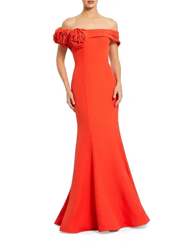 Mac Duggal Women's Ieena One Satin Off-The-Shoulder Gown - Cayenne - Size 16 | Thumbnail 1 Mac Duggal Women's Ieena One Satin Off-The-Shoulder Gown - Cayenne - Size 16 | Thumbnail 1