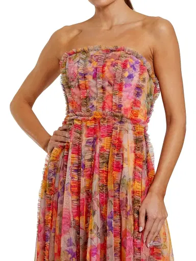 Mac Duggal Women's Floral Mesh Ruffled Strapless Gown - Size 14 | Thumbnail 3 Mac Duggal Women's Floral Mesh Ruffled Strapless Gown - Size 14 | Thumbnail 3