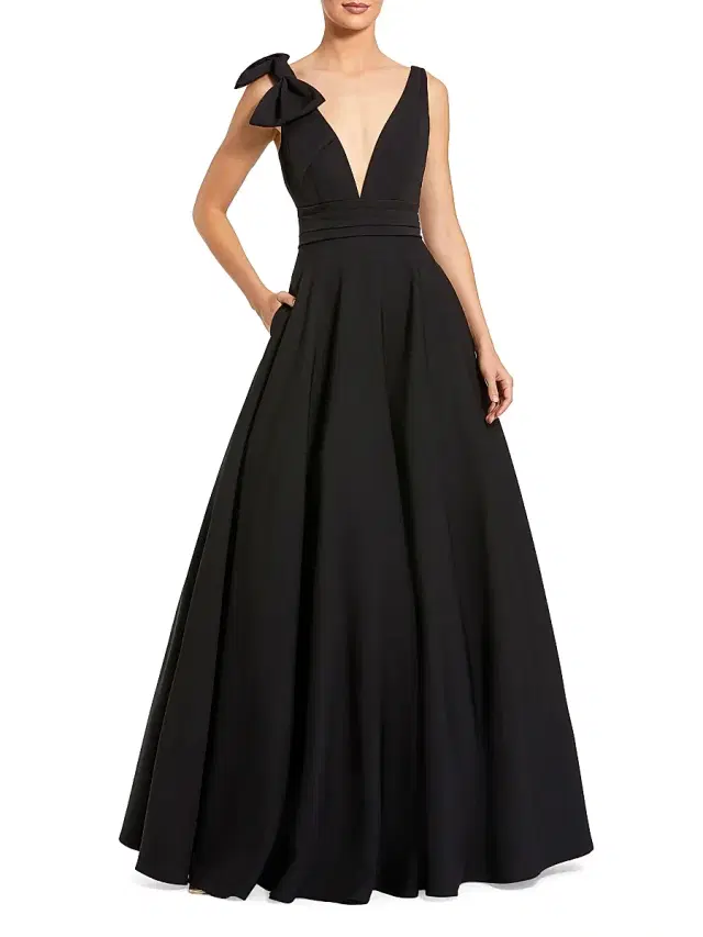 Mac Duggal Women's Crepe Sleeveless V-Neck Gown - Black