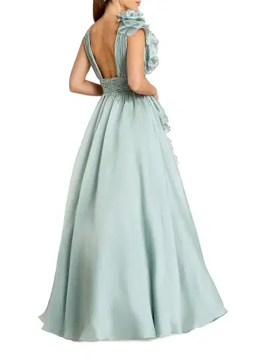 Mac Duggal Women's Ruffle Shoulder V-Neck Gown - Mint - Size 16 | Thumbnail 2 Mac Duggal Women's Ruffle Shoulder V-Neck Gown - Mint - Size 16 | Thumbnail 2