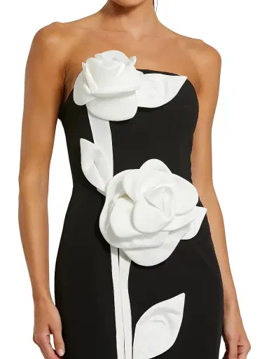 Mac Duggal Women's Floral Crepe Strapless Maxi Dress | Thumbnail 3