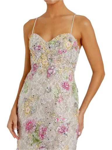 Mac Duggal Women's Prom Floral Sequined Bustier Gown - Ivory Multi - Size 12 | Thumbnail 3 Mac Duggal Women's Prom Floral Sequined Bustier Gown - Ivory Multi - Size 12 | Thumbnail 3