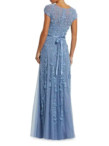 Mac Duggal Women's Evening Floral-Embroidered Mesh Gown - Sky Blue - Size 18 | Thumbnail 2 Mac Duggal Women's Evening Floral-Embroidered Mesh Gown - Sky Blue - Size 18 | Thumbnail 2