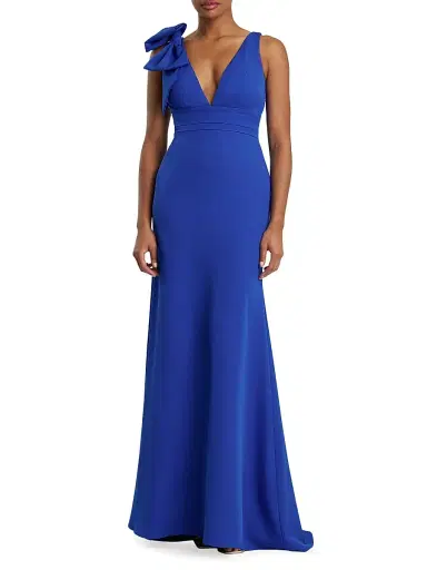 Mac Duggal Women's Bow V-Neck A-Line Gown - Royal Blue - Size 16 | Thumbnail 1 Mac Duggal Women's Bow V-Neck A-Line Gown - Royal Blue - Size 16 | Thumbnail 1