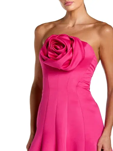 Mac Duggal Women's Rosette Satin Strapless Ball Gown - Fuchsia - Size 14 | Thumbnail 3 Mac Duggal Women's Rosette Satin Strapless Ball Gown - Fuchsia - Size 14 | Thumbnail 3