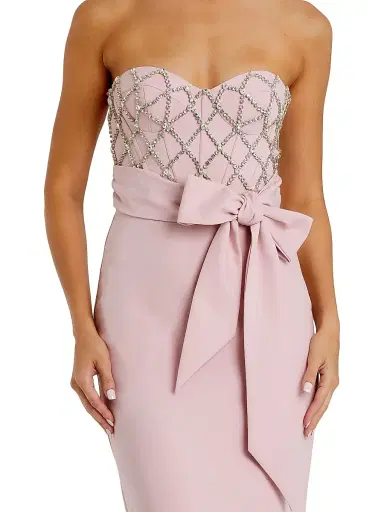 Mac Duggal Women's Crystal-Embellished Crêpe Strapless Bustier Gown - Rose - Size 14 | Thumbnail 3 Mac Duggal Women's Crystal-Embellished Crêpe Strapless Bustier Gown - Rose - Size 14 | Thumbnail 3