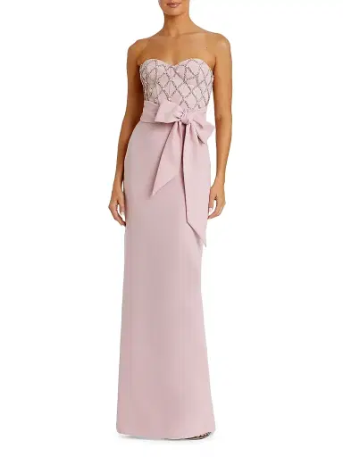 Mac Duggal Women's Crystal-Embellished Crêpe Strapless Bustier Gown - Rose - Size 14 | Thumbnail 1 Mac Duggal Women's Crystal-Embellished Crêpe Strapless Bustier Gown - Rose - Size 14 | Thumbnail 1
