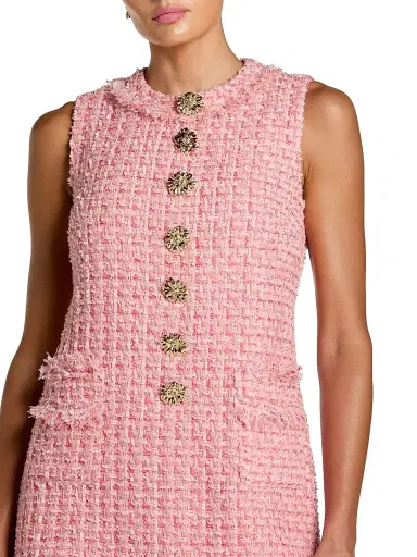 Mac Duggal Women's Bouclé Sleeveless Sheath Minidress - Pink - Size XL | Thumbnail 3
