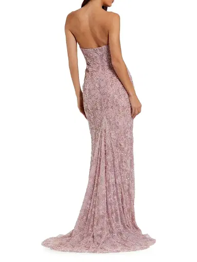 Mac Duggal Women's Embellished Floral Lace Strapless Gown - Rose - Size 14 | Thumbnail 2