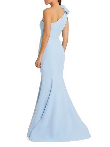 Mac Duggal Women's Flower-Detailed Crepe One-Shoulder Mermaid Gown - Powder Blue - Size 14 | Thumbnail 2 Mac Duggal Women's Flower-Detailed Crepe One-Shoulder Mermaid Gown - Powder Blue - Size 14 | Thumbnail 2