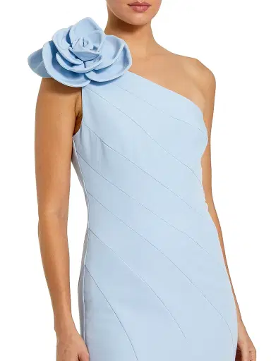 Mac Duggal Women's Flower-Detailed Crepe One-Shoulder Mermaid Gown - Powder Blue - Size 14 | Thumbnail 3 Mac Duggal Women's Flower-Detailed Crepe One-Shoulder Mermaid Gown - Powder Blue - Size 14 | Thumbnail 3
