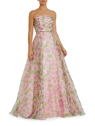 Mac Duggal Women's Prom Floral Chiffon Gown - Pink Multi - Size 14 | Thumbnail 1 Mac Duggal Women's Prom Floral Chiffon Gown - Pink Multi - Size 14 | Thumbnail 1