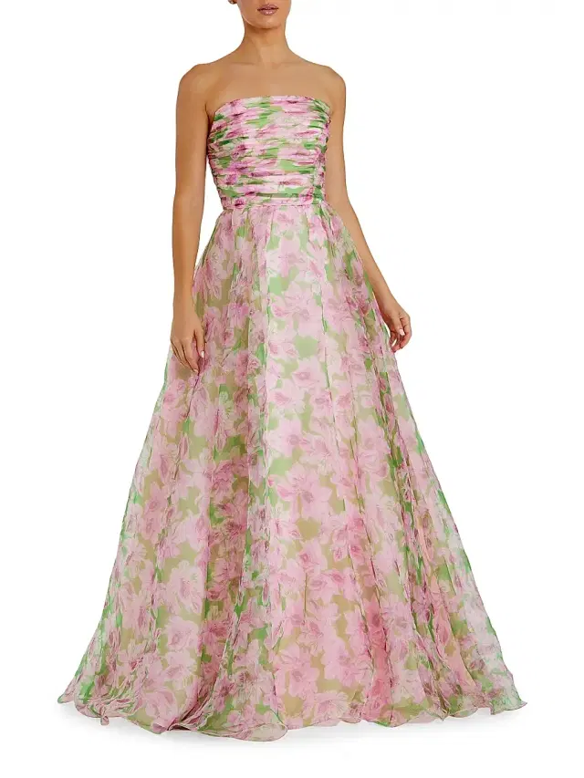 Mac Duggal Women's Prom Floral Chiffon Gown - Pink Multi