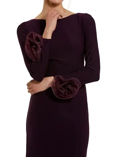 Mac Duggal Women's Organza Rosette Long-Sleeve Gown - Amethyst - Size Large | Thumbnail 3 Mac Duggal Women's Organza Rosette Long-Sleeve Gown - Amethyst - Size Large | Thumbnail 3