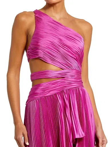 Mac Duggal Women's One-Shoulder Pleated Asymmetrical Gown - Fuchsia - Size 12 | Thumbnail 3 Mac Duggal Women's One-Shoulder Pleated Asymmetrical Gown - Fuchsia - Size 12 | Thumbnail 3