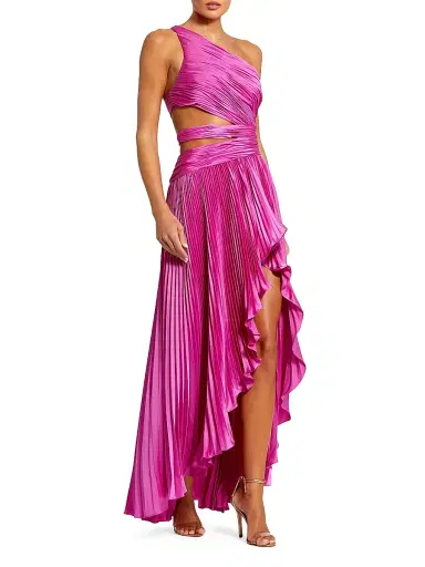 Mac Duggal Women's One-Shoulder Pleated Asymmetrical Gown - Fuchsia - Size 12 | Thumbnail 1 Mac Duggal Women's One-Shoulder Pleated Asymmetrical Gown - Fuchsia - Size 12 | Thumbnail 1